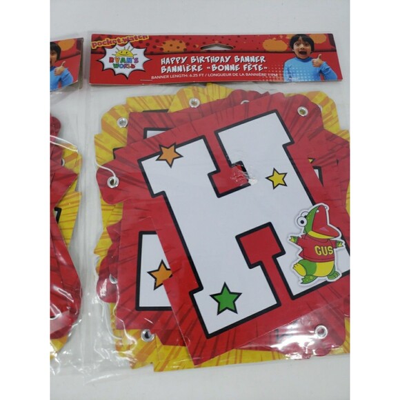 Ryans World Two Happy Birthday Banners NEW in Package American Greetings Ryan's - Picture 10 of 13